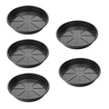 Premium Plastic Plant Saucer, Black 12” Inside Diameter, Pack of 5 - Protects Surfaces and Floors from Water and Debris