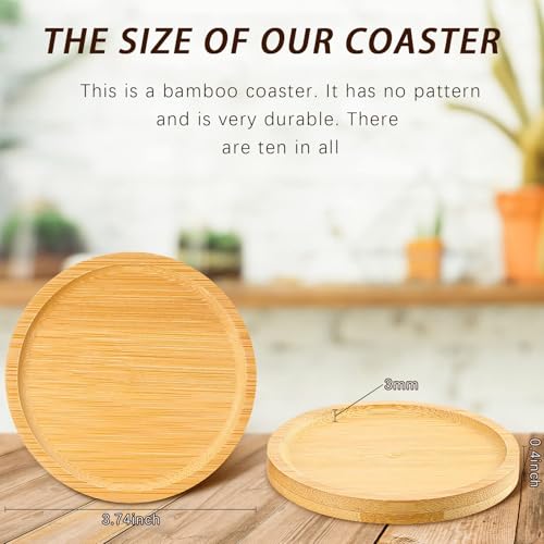 40 Pcs Round Bamboo Coasters for Drinks Small Plant Saucer - view 2