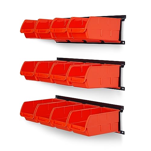 Wall Mounted Storage Bins, Plastic Hanging Storage Organizer Bins