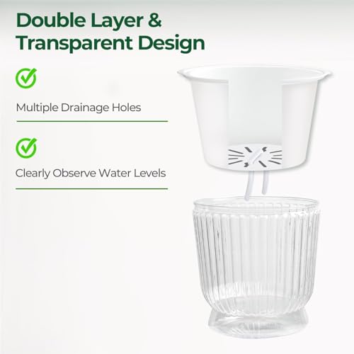 Self Watering Pots for Indoor Plants 4.5 Inch 4 Pack Planter Clear - view 3