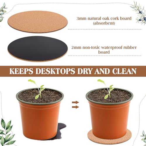 20 Pcs Cork Plant Coasters, Assorted Round Cork Trivet, 4/6/8 Inch - view 4