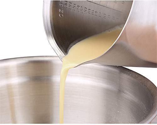 32Oz/4Cup Stainless Steel Pitcher (SUS304), 1 Liter Metal Container for Water, Milk, Liquid with Handle with Engraved Markings, Silver - view 4