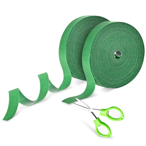 Plant Ties, 20mm 66ft Adjustable Garden Velcro Tape Strips with Scissors for Climbing Plant, Reusable Thicker Support Straps for Growing, Tomato Vines Stem, Cable Ties