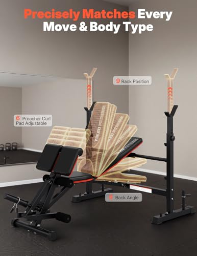 Olympic Weight Bench, Adjustable Bench Press Rack, Foldable 1870LBS - view 5