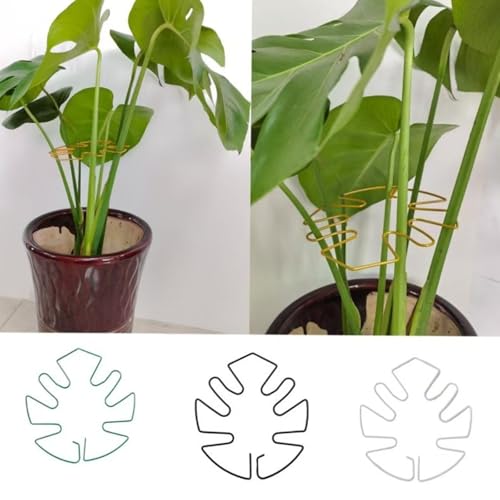 Potted Plant Growth Guide with Decorative Iron Foliage, Gold S - view 2