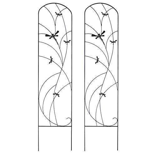 Sunnydaze 56" Black Metal Garden Trellis for Climbing Plants, 2-Pack