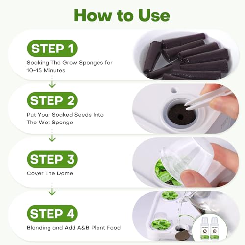 166PCS Hydroponic Pods Herb Kit: Grow Anything Kit With 600ml A&B Plant Food, 40 Grow Sponges, 40 Baskets, 40 Domes, 40 Labels, 1 Tweezer - Hydroponics Supplies for Aerogarden & Most Brand - view 6