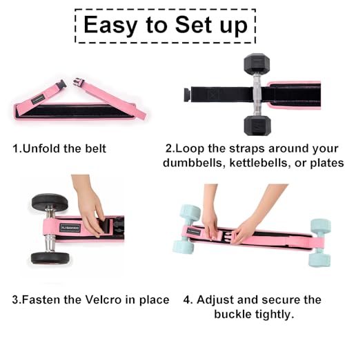 Hip Thrust Belt for Weights and Ankle Resistance Bands With Cuffs for Working Out,Hip Thrust Belt for Dumbbells Heavy, Kettlebells, Plates,Hip,Leg and Booty Builder, Glute Bridge Band - view 4
