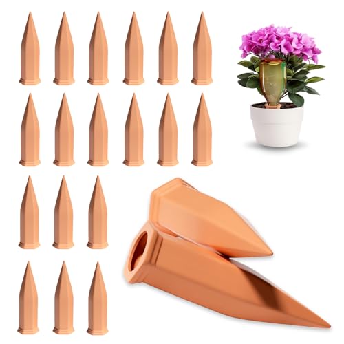 20 Pack Terracotta Plant Watering Spikes, Self-Watering Stakes for Wine Bottles, Porous Clay, Reusable (Red A)