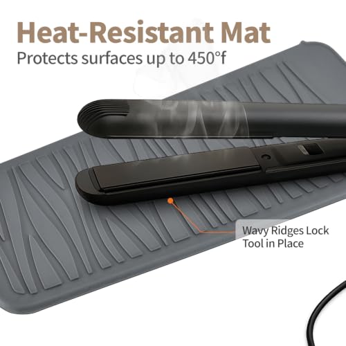 Silicone Heat Resistant Mat for Hair Iron, 11 x 5 inch, Grey, 1 Pack - view 6