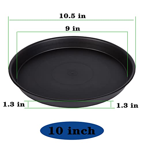 6 Pack 10 inch Plant Saucer, Heavy Duty Plastic Plant Saucers 10 inch Round, Durable Plant Tray for Pots, Flower Saucers for Indoors, Plant Pot Saucers, Trays for Planter 8"/9"/10" (Black) - view 2