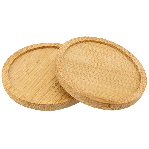 30 Pack 3 Inch Round Bamboo Coasters, Natural Wooden Drink Coasters, Round Bamboo Saucer Decorative Succulent Tray for Cups, Outdoor and Indoor Plant Pots - view 6