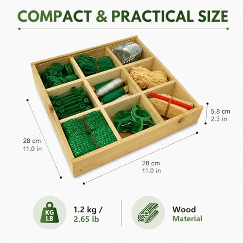 Gardening Gifts for Women Men, 9-Compartment Wooden Garden Accessory Box with Clear Lid, Gardener’s Essentials Organizer, Garden Tools Gift for Mom Dad Grandparents Garden Lovers - view 6