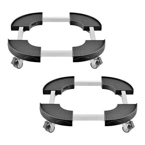 Plant Caddy with 4 Lockable Wheels, 15-22.8’’ Adjustable Large Plant Dolly Cart, 440lbs Weight Capacity, Multifunctional Cart for Trash Can, Patio Umbrella, Large Planter, Flower Pots, 2 Packs