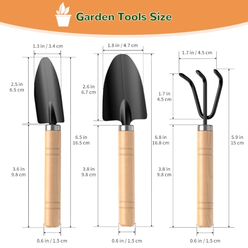 3 Pcs Mini Garden Tool Set with Small Trowel, Mini Shovel & Hand Rake - view 2