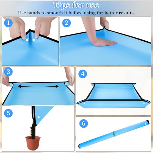 Repotting Mat 29.5"x 29.5" for Indoor Plant Transplanting Large Blue Garden Mat Gift for Plant Lovers Oxford Fabric Portable Potting Tray for Gardening Mess Control - view 6