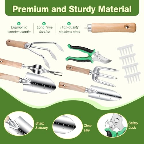 Gardening Tools Set for Women 29Pcs Heavy Duty Garden Hand Tools Set with Floral Tote Bag Rust-Proof Garden Tool Kit Supplies Gardening Esssential Garden Gifts for Mothers Day Mom Beginner - view 3