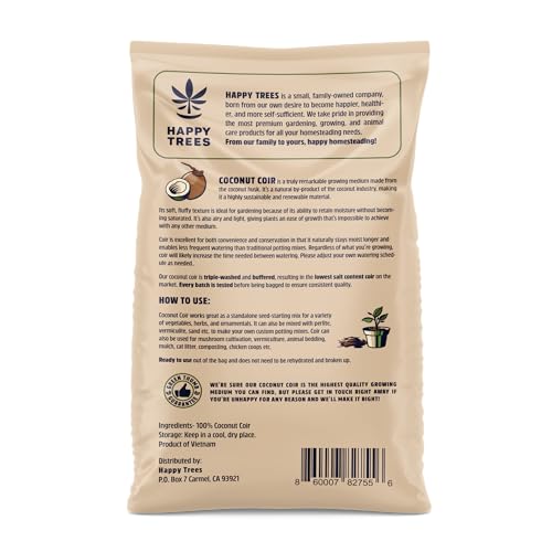 Happy Trees Coco Coir Loose Coconut Fiber Growing Medium, Organic, 9 Quarts - view 2