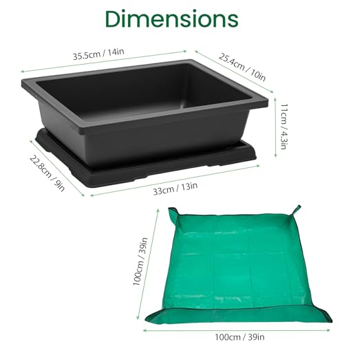 Large Bonsai Pots 3 Pack 14 Inch with Drainage Trays Training Pot - view 2