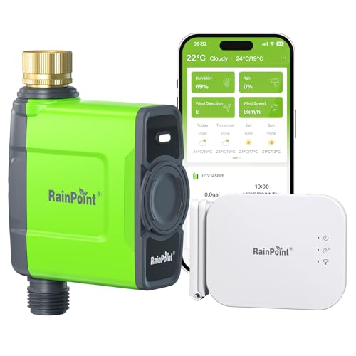 WiFi Water Timer for Garden Hose, Brass Inlet WiFi Sprinkler Controller, Smart Hose Timer Valve with Ethernet Gateway, Rain Delay for Garden/Lawn (Support WiFi & Ethernet Connection)