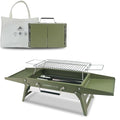 14 x 9 inches Small Portable Charcoal BBQ Grill, Foldable Compact Camping Barbecue for 1–3 People, Ideal for Camping, Tailgating, Beach, Picnic & Tabletop Use, Green