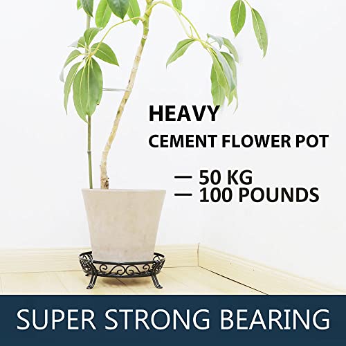 Metal Plant Stand for Outdoor Indoor, Heavy Duty Flower Pots Holder Rustproof Wrought Iron Planter Stands Garden Round Supports Rack for Planter 9.5 Inches, Bronze Brown - view 2