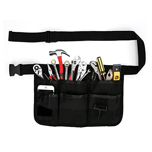 Gardening Tool Waist Bag Belt, Adjustable Garden Canvas Waist Bag with 7 Pockets of Different Sizes and Depth for Holding Gardening Tools and Home Decoration Tools