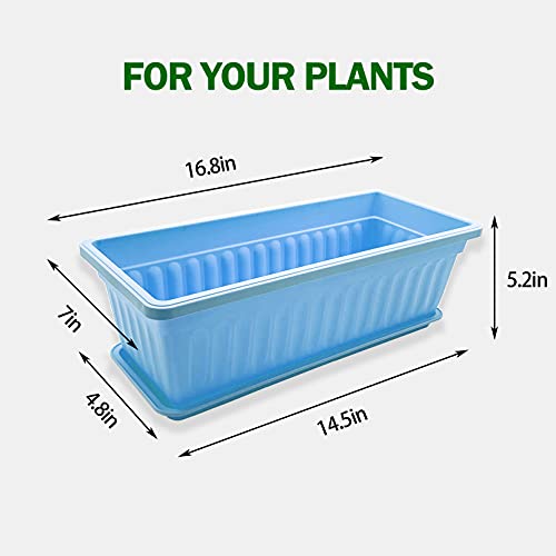 4 Packs 17 Inch Rectangular Window Flower Box Planter with Tray for Balcony, Windowsill, Garden - view 2