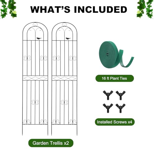 2 Pack 86.7" H x 19.7" W Metal Garden Trellis with Black Coating, Wire Lattice Grid Panel for Climbing Plants Outdoor Roses Vine Cucumbers Vegetables Flower Support (86.7" H, 2 Pack) - view 4