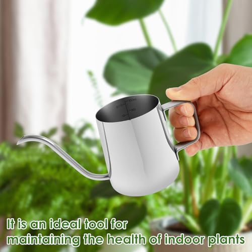 Small Stainless Steel Watering Can for Indoor Plants, 12oz/350ml Mini Plant Watering Pot with Long Spout & Ergonomic Handle for Houseplants, Succulents & Bonsai - view 6