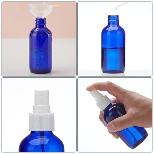 Cobalt Blue Glass Spray Bottles 4 oz, Small, Fine Mist, 4 Pack - view 7