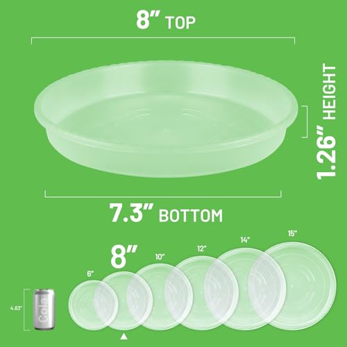 6 Pack of 8 inch Plant Saucer, Durable Plastic Plant Trays for Indoors, Clear Plastic Flower Plant Pot Saucer, Made of Thicker, Stronger Plastic, with Taller Design - view 2