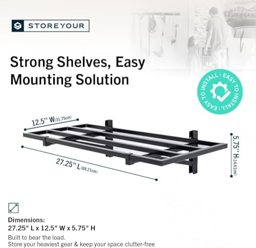 Heavy Duty Garage Shelf Wall Mount – Wall-Mounted Garage Storage & Organization – Heavy Duty Garage Shelves for Tools, Bins, & Equipment – Holds 200 lbs (Black, 1x2ft 1-Pack) - view 3