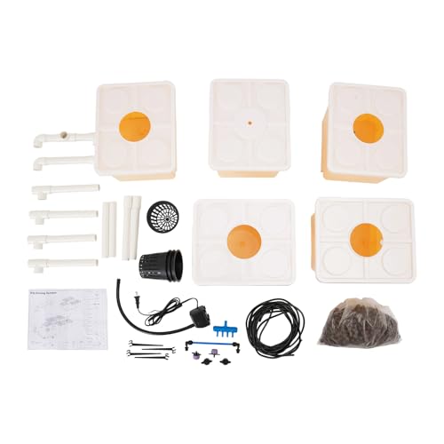Bucket Drip Growing System, 5 Hydroponic Plant Buckets Kit Top Feed Drip Hydroponics Growing System, Indoor Outdoor Recirculating Deep Water Culture Hydroponic Bucket System Gardening Supplies - view 3