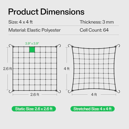 4 x 4Ft. Elastic Trellis Netting with 4 Hooks for Climbing Plants, Vegetables, Fruits, and Flowers, 2-Pack - view 7