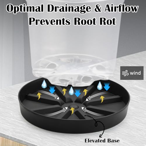 Plant Saucers 7.5 Inch 10 Pack, Black Elevated Plant Tray with Raised Base - view 3
