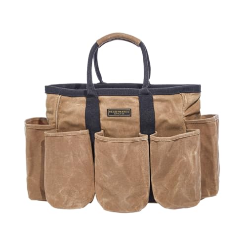 Supply Bag | 14" Waxed Canvas Gardening Tool Tote with Pockets
