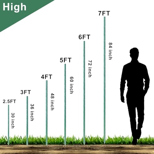 Garden Stakes 57 inch 4.8ft Sturdy Tomato Stakes, Plant Stakes for Outdoor Plants, Metal Plant Support Sticks for Gardening, Pack of 50 - view 2
