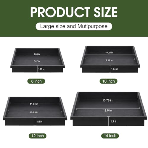 Square Plant Saucer 4 Pack 8 10 12 14 Inch Tray Plastic Pot - view 2