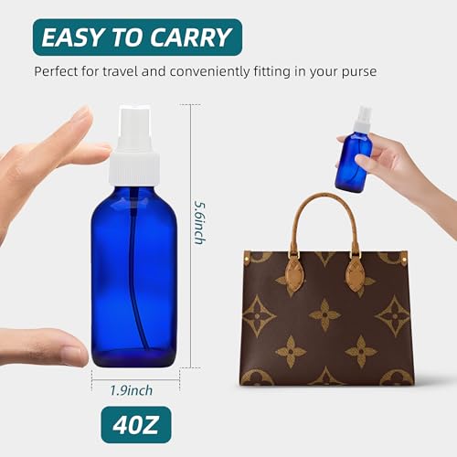 Cobalt Blue Glass Spray Bottles 4 oz, Small, Fine Mist, 4 Pack - view 4