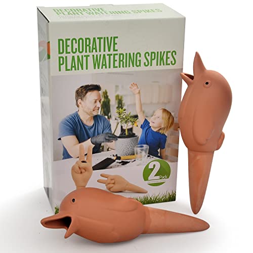 4 Pack 8oz Decorative Terracotta Birds Self Watering Spikes for Small Indoor Plants Vacation Auto Water Device Stakes(Birds) - view 2
