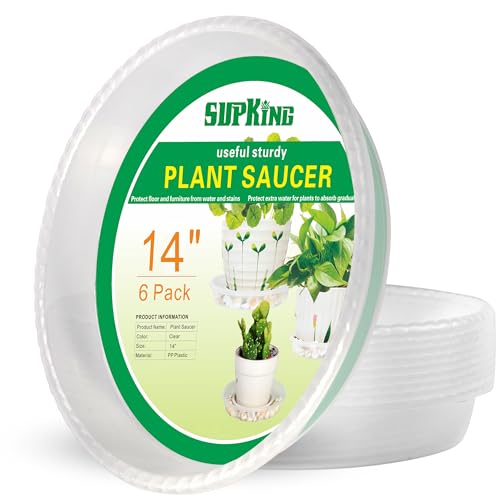 6 Pack Plant Saucers Drip Tray,6 8 10 12 14 Inch Heavy Sturdy Plastic Flower Pot Saucers for Indoor,Clear Plastic Planter Water Tray for Plant Pots Liners (6''-Clear) - view 6
