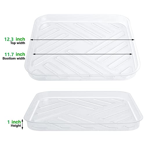 5 Pack 12 Inch of Plastic Plant Saucer, Square Clear Drip Trays for Indoors & Outdoor Plants, Durable Thick Saucer for Flower Pot (12") - view 2