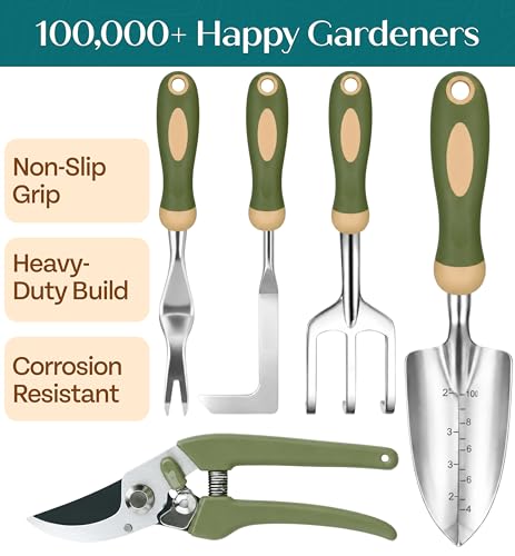 Heavy Duty Gardening Tools - Gardening Gifts for Women, Men, Mom, Dad - Durable, Ergonomic Garden Tools Set (Floral) - view 2