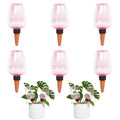 6pcs Plant Self Watering Globes, Plastic Water Bulbs Top Fill, 12.3 oz Plant Watering Devices System Slow Release Terracotta, Water Spikes Stakes for Indoor (Pink-6pack)