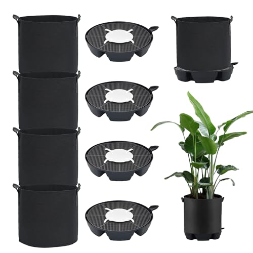4 Pack Self Watering Fabric Pot Base with 5 Gallon Grow Bag