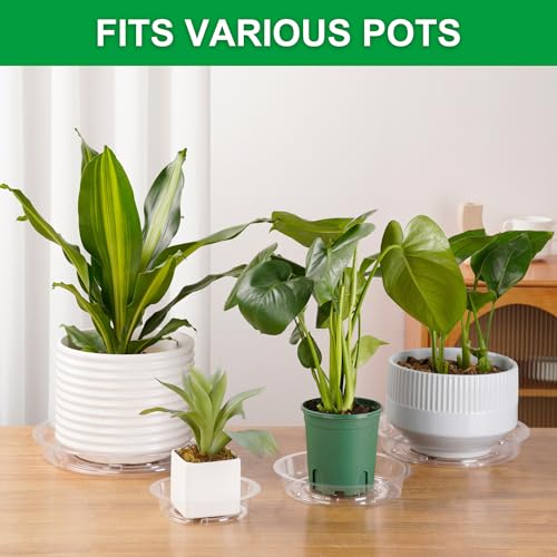 24 Pack Clear Plant Saucers - 6, 8, 10, 12 Inch Plastic Plant Trays for Pots, Flower Pot Saucers, Indoor & Outdoor Planter Drip Tray for Water Drainage & Protection - view 2