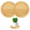 2-Pack Bamboo Plant Saucer, 2.17 Inch / 5.5cm ID Round Flower Pot Plant Saucers for Indoor/Outdoor/Succulent, Wood Drip Tray [2.56 Inch/6.5cm OD]