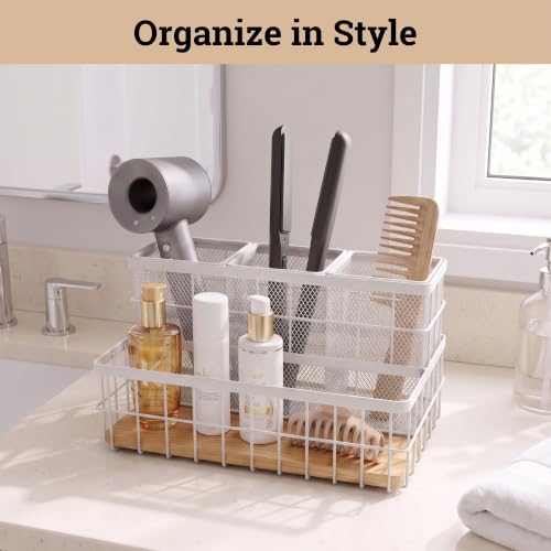 Hair Tool Organizer Countertop, Breathable Metal & Bamboo, Heat-Resistant - view 3