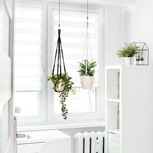Macrame Plant Hanger Indoor Hanging with Wood Beads Macrame Planters No Tassel for Indoor Outdoor Boho Home Decor 35 Inch (Ivory,2pcs) - view 2